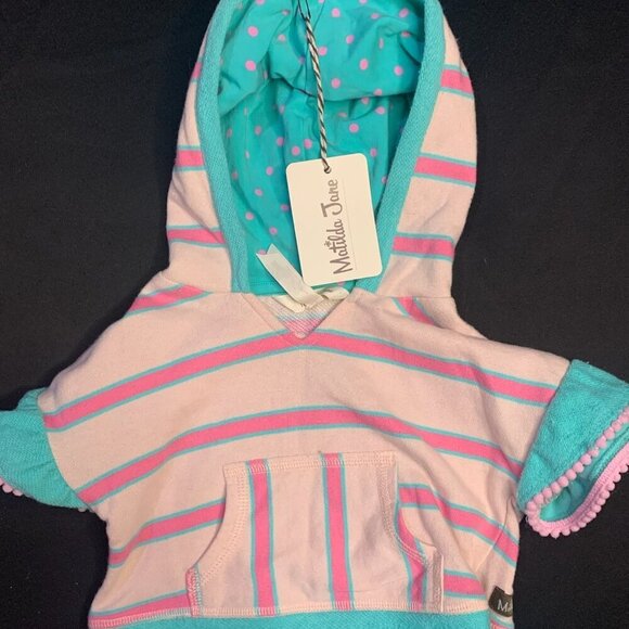 Matilda Jane Striped Hoodie in Pink and Teal - Picture 1 of 3